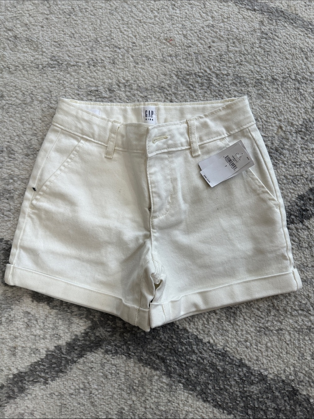 GAP Cream Cuffed High-Rise Jean Shorts